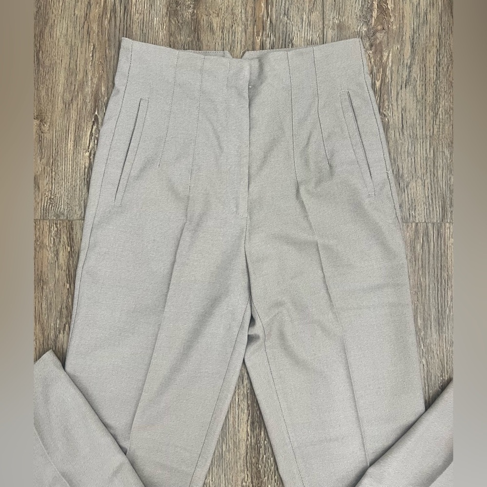 Zara Light Gray High-Waist Trousers